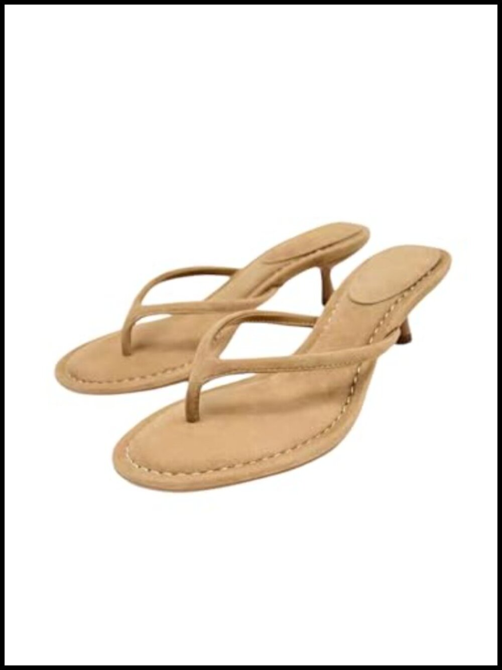 Faux Suede Kitten Heels Sandals Thong Shoes for Women
